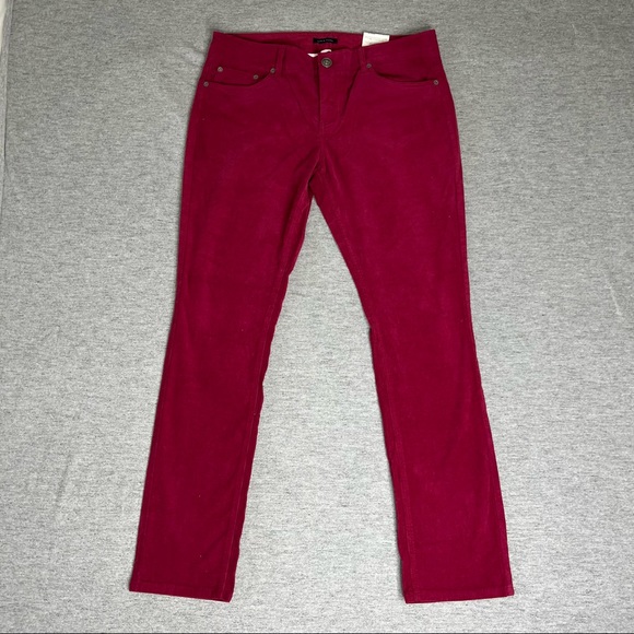 NWT Tommy Hilfiger Red Corduroy Slim Low-rise Pants / Trousers Women’s Size 12 - Picture 1 of 10